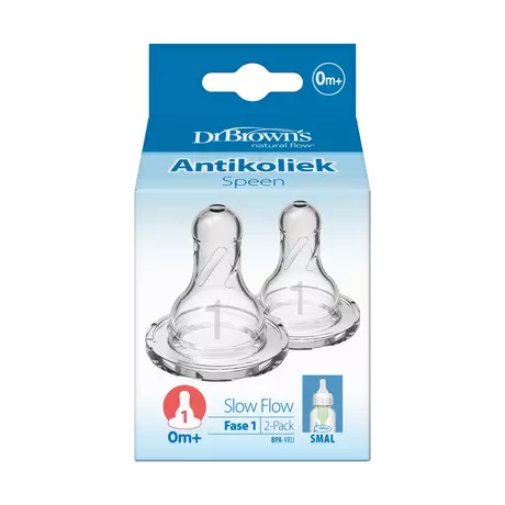 Dr. Brown’s Flesspeen Fase 1 0+ Maanden Smalle Halsfles 2 stuks