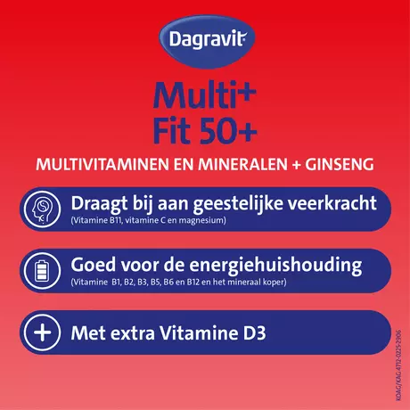 Dagravit Multivitaminen Fit 50+ Totaal 30 Vitamine D3 Tabletten 100 stuks