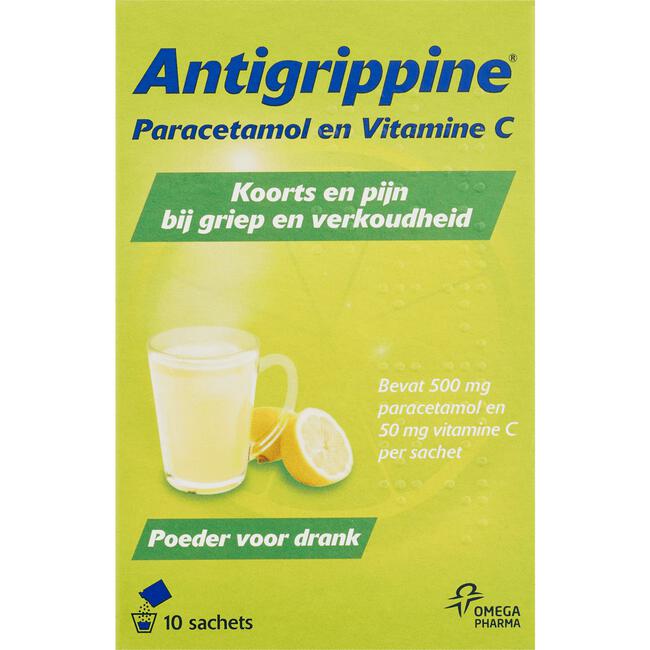 Anti-Grippine Poeder voor Drank Paracetamol en Vitamine C Sachets