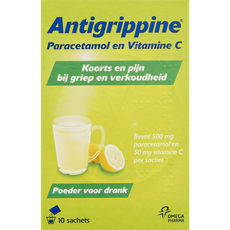 Anti-Grippine Poeder voor Drank Paracetamol en Vitamine C Sachets
