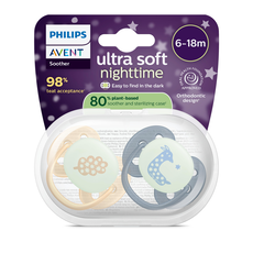Philips Avent Fopspeen Ultra Soft Nighttime 6-18M SCF094/03 2 stuks