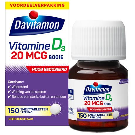 Davitamon Vitamine D3 20 MCG Voordeelverpakking Smelttabletten 150 stuks