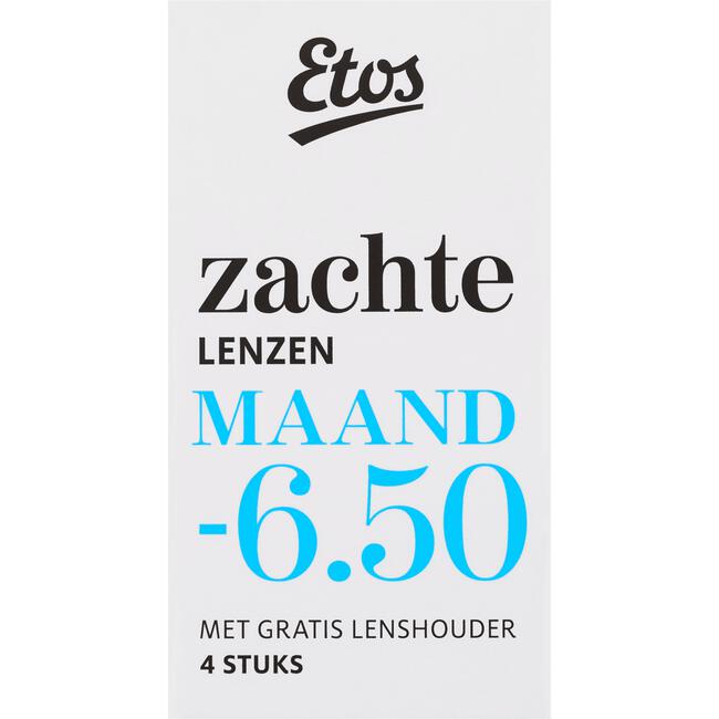 Etos Zachte Maandlenzen -6.50 + Lenshouder 4 stuks