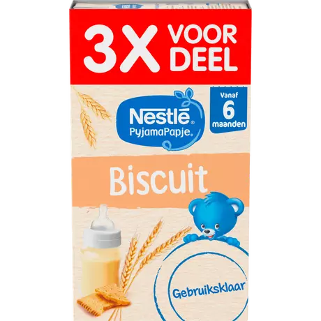 Nestlé Baby PyjamaPapje Biscuit 6+ Maanden 3x250 ML