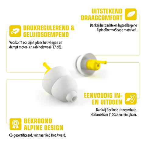 Alpine FlyFit Herbruikbare Vlieg Oordoppen 1 Paar