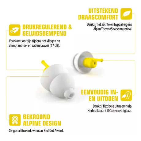 Alpine FlyFit Herbruikbare Vlieg Oordoppen 1 Paar