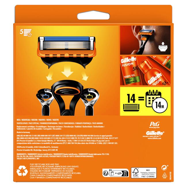 Gillette Fusion5 Navulmesjes 14 Stuks