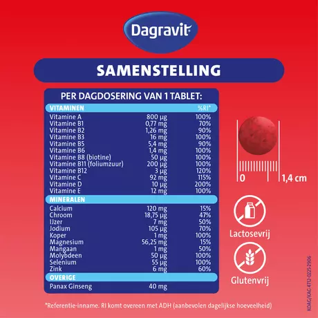 Dagravit Multivitaminen Fit 50+ Totaal 30 Vitamine D3 Tabletten 100 stuks
