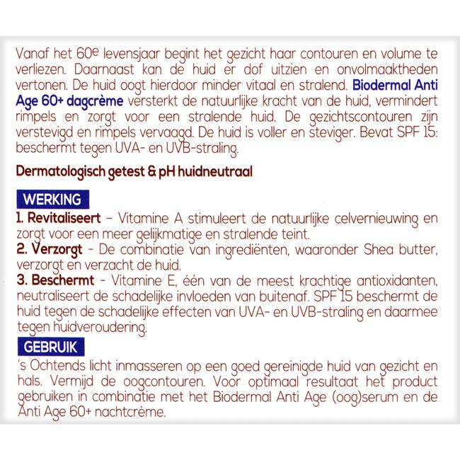 Biodermal Anti Age 60+ Dagcrème SPF 15 50 ML