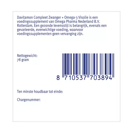 Davitamon Compleet Zwanger + Omega-3 Visolie 60 Stuks