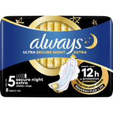 Always Ultra Maandverband Secure Night Extra Met Vleugels 8 Stuks