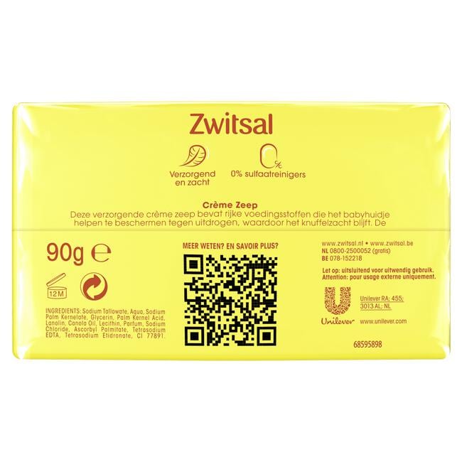 Zwitsal Baby Crème Zeep 4x90 GR