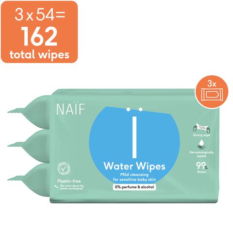 Naïf Plasticvrije Water Billendoekjes 3x54 stuks