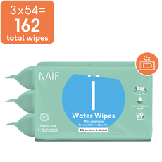 Naïf Plasticvrije Water Billendoekjes 3x54 stuks