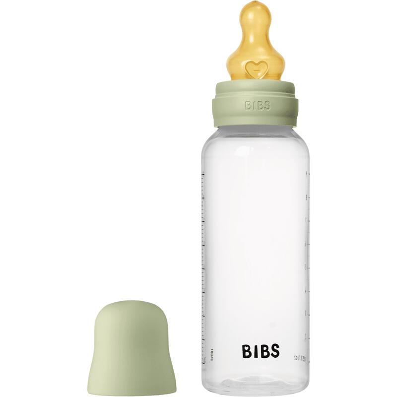 BIBS Babyfles Medium Flow Latex Sage incl. opvouwbaar trechtertje 270 ML