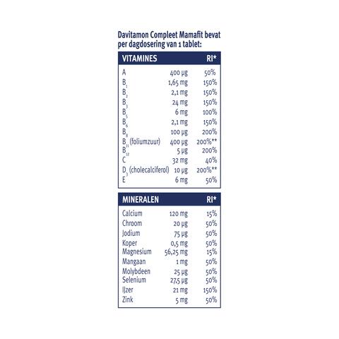 Davitamon Compleet Mamafit na Zwangerschap 60 Tabletten