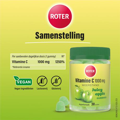 Roter 1000mg Vitamine C Gummy Juicy Apple 30 stuks