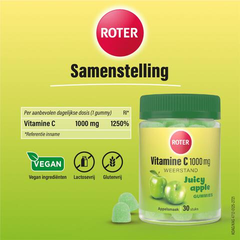 Roter 1000mg Vitamine C Gummy Juicy Apple 30 stuks