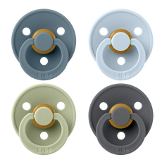 BIBS Colour Fopspeen Rond Latex Maat 2 Petrol/Sage/Baby Blue/Iron 4 stuks