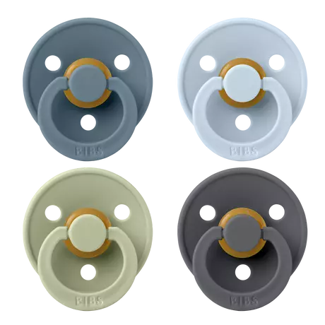BIBS Colour Fopspeen Rond Latex Maat 2 Petrol/Sage/Baby Blue/Iron 4 stuks