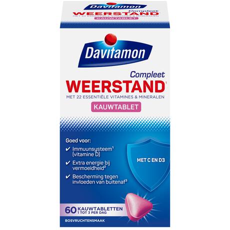 Davitamon Compleet Weerstand Vitamine C&D Bosvruchten 60 kauwtabl