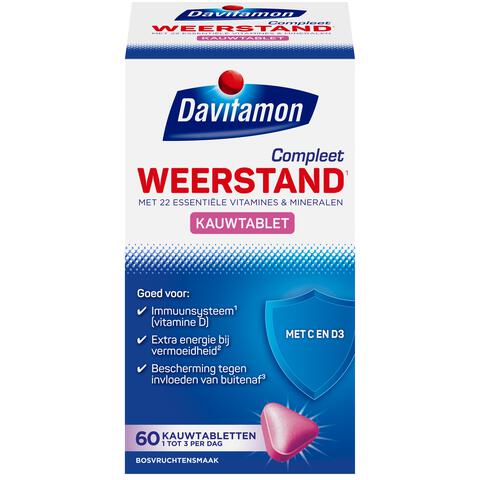 Davitamon Compleet Weerstand Vitamine C&D Bosvruchten 60 kauwtabl