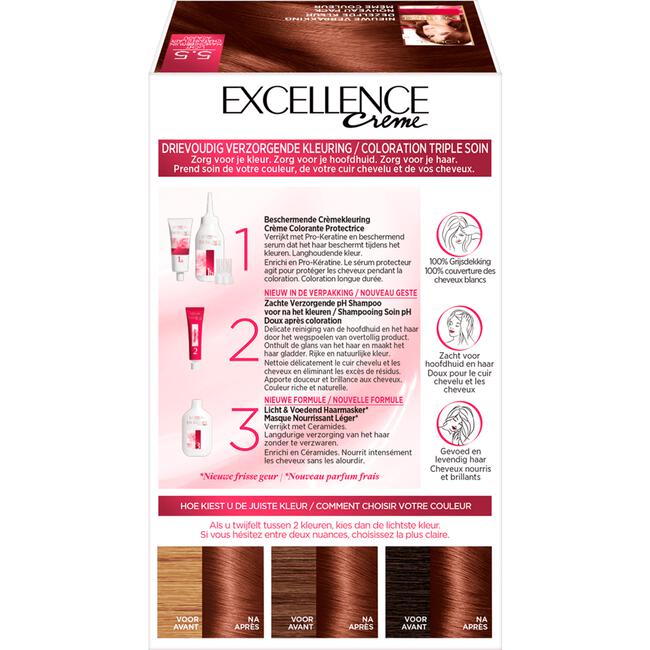 L'Oréal Paris Excellence Crème Verzorgende Crèmekleuring 5.5 Licht Mahoniebruin