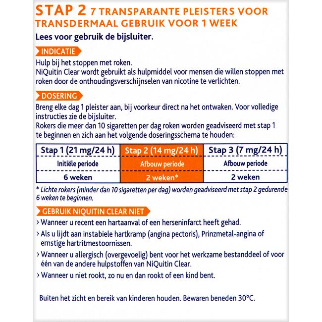 NiQuitin Clear Pleisters 14 mg Stoppen met roken