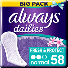 Always Dailies Fresh & Protect Inlegkruisjes Normal 58 Stuks