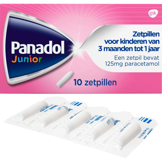 Panadol Junior Zetpillen 125 mg Paracetemol voor Kinderen van 3 maanden tot 1 jaar