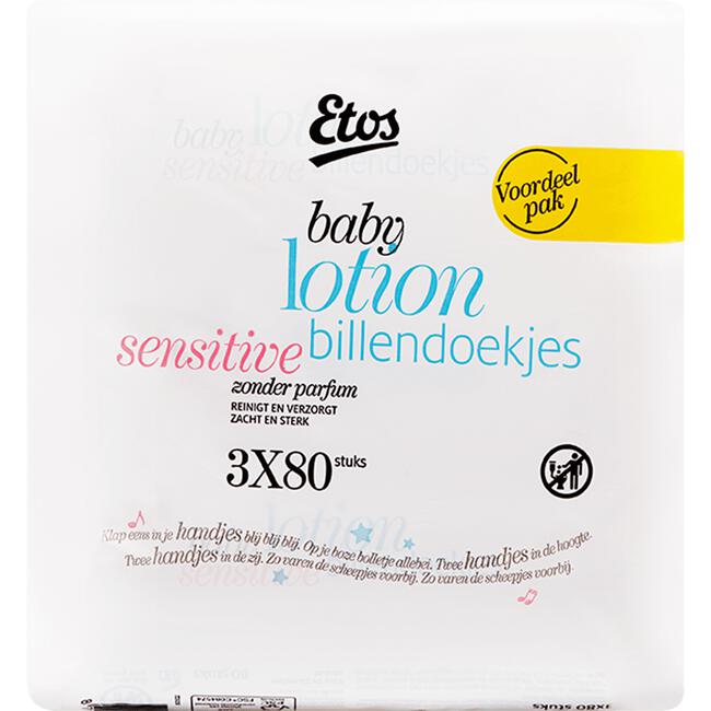 Werkelijk hoek slecht Etos Baby Lotion Billendoekjes Sensitive Vochtige Doekjes 3x80 stuks 240 EA  | Etos