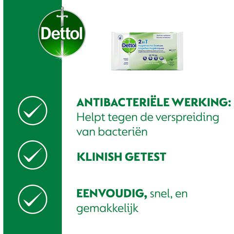 Dettol 2-in-1 Hygienische Doekjes 12 stuks