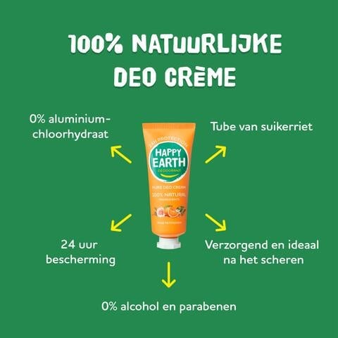 Happy Earth 100% Natuurlijke Rose Petitgrain Deodorant Crème 40 ML