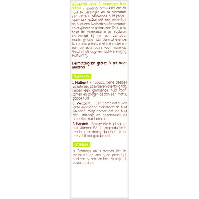 Biodermal Vette & Gemengde Huid Crème 50 ML