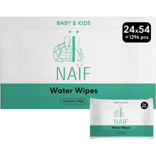 Naïf Plasticvrije Water Billendoekjes 24x54 stuks