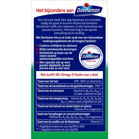 Davitamon Actifit 50+ Omega-3 Visolie Capsules 90 stuks