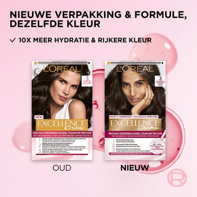 L'Oréal Paris Excellence Crème Verzorgende Crèmekleuring 3 Donkerbruin
