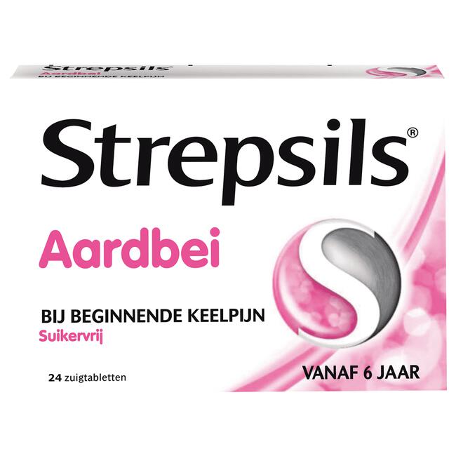 Strepsils Keeltabletten Aardbei Suikervrij 24 stuks