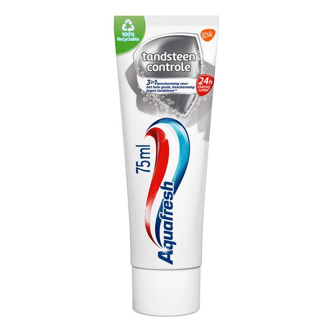 Aquafresh Tandsteen Controle Tandpasta Voor Gezonde Tanden 75 ML Recyclebare Plastic Tube & Dop