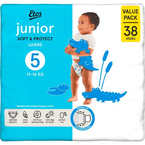 Etos Luiers Junior Maat 5 11-16 kg Value Pack 38 stuks
