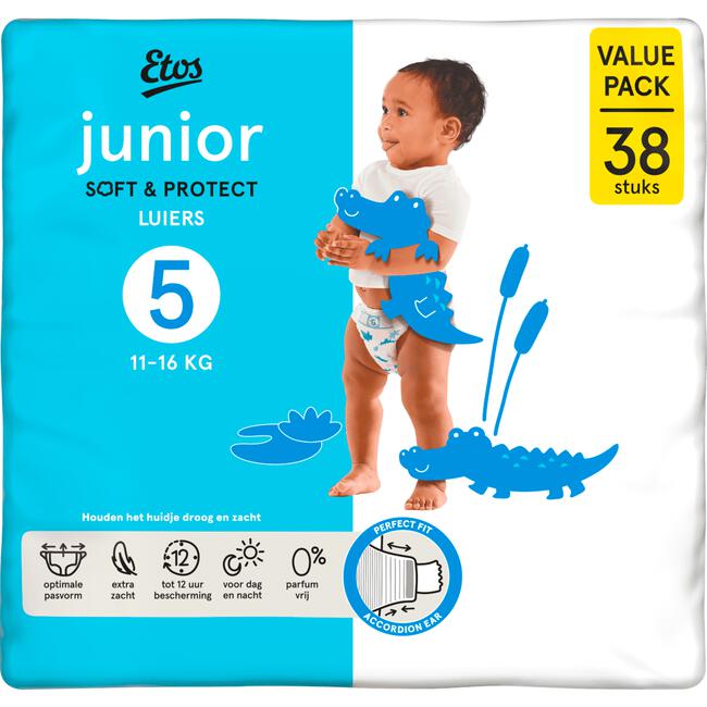 Etos Luiers Junior Maat 5 11-16 kg Value Pack 38 stuks