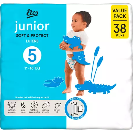 Etos Luiers Junior Maat 5 11-16 kg Value Pack 38 stuks