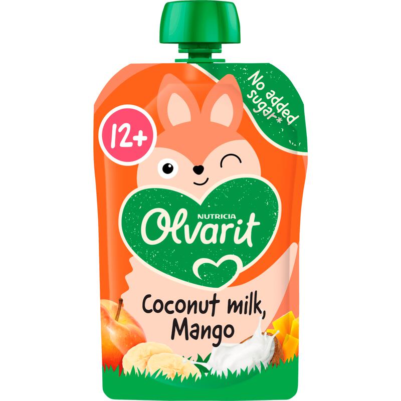 Olvarit Knijpfruit Kokosmelk Mango 12+ Maanden 100 gram