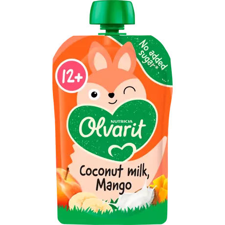 Olvarit Knijpfruit Kokosmelk Mango 12+ Maanden 100 gram