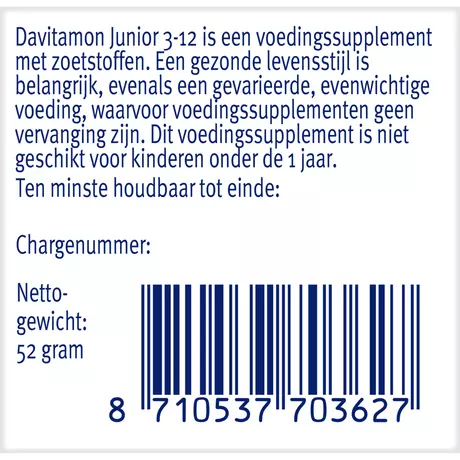 Davitamon Junior 3+ Kauwvitamines Framboos 60 stuks