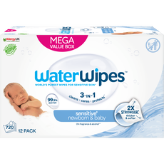 WaterWipes Billendoekjes Plasticvrij Gevoelige Huid Voordeeldoos 12x60 stuks