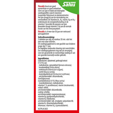 Floradix Ijzer Lactose vrij Tabletten 147 stuks