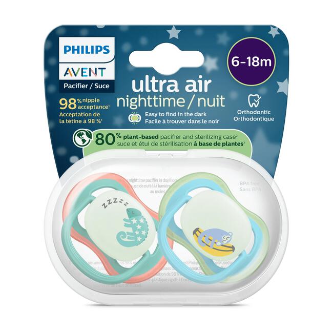 Philips Avent Ultra Air Night – Glow-in-the-dark fopspeen (6-18  mnd) – 2 stuks - SCF376/28