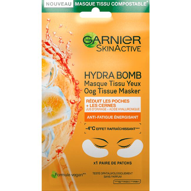 Garnier SkinActive Oog Sheet Masker met Sinaasappel en Hyaluronzuur