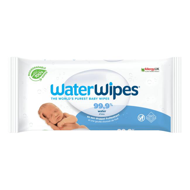WaterWipes Billendoekjes Plasticvrij Gevoelige huid 60 stuks